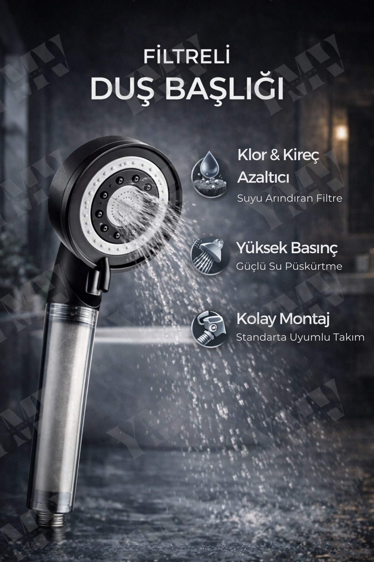 AquaFlow 5 Fonksiyonlu Filtreli Duş Başlığı