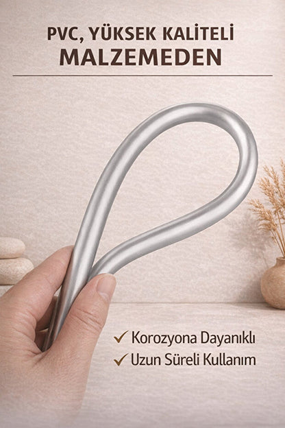 AquaFlow Gri PVC Duş Hortumu 150 cm - 360° Döner Başlıklı Kırılmaz Banyo Spiral