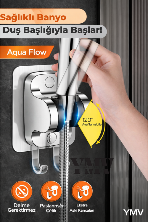 AquaFlowYapışkanlı Duş Başlığı Tutucu